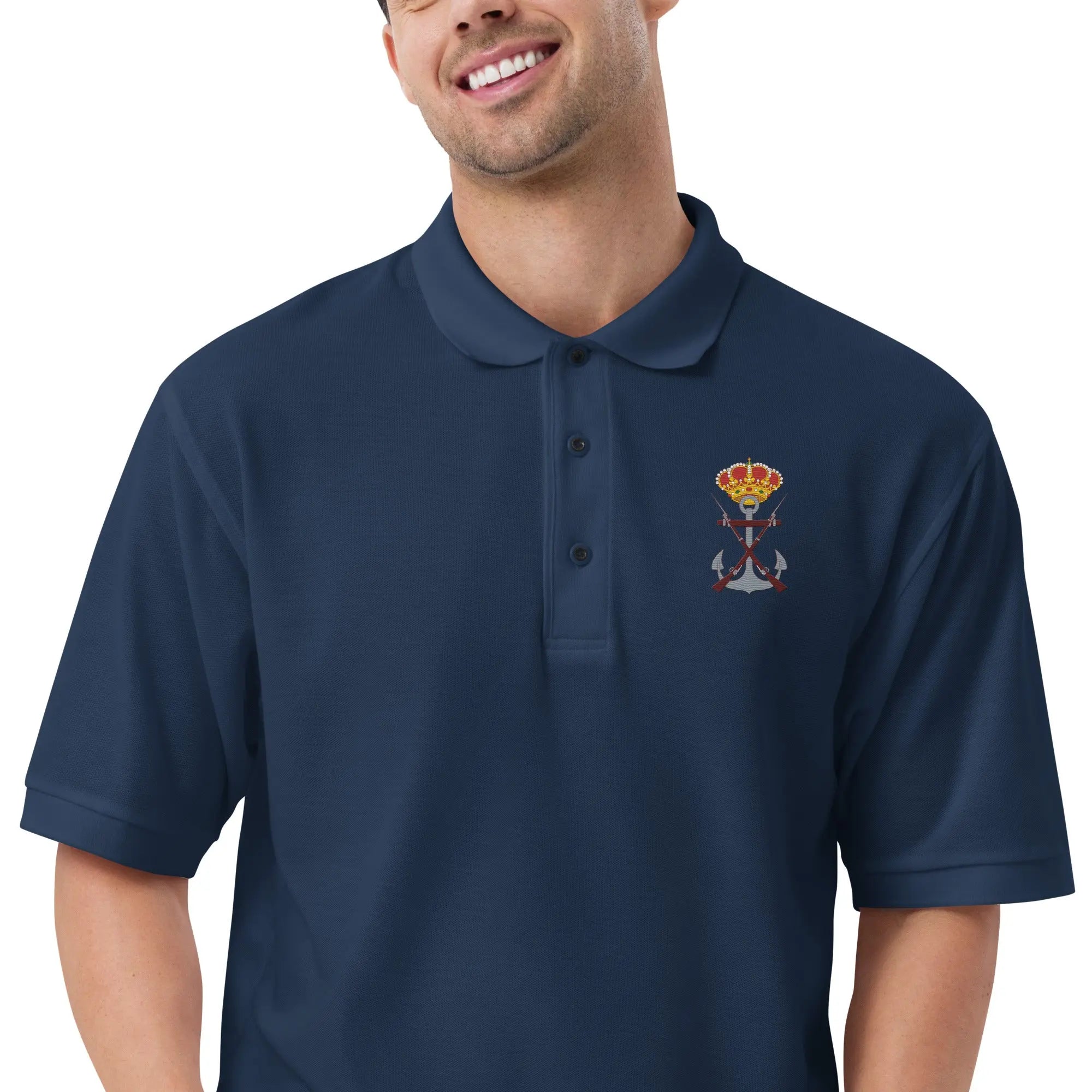 Comprar Polo para hombre premium Infantería de Marina La Flamenca de Borgoña, Bandera de España, Cruz de Borgoña, Patricia Muñoz, VOX