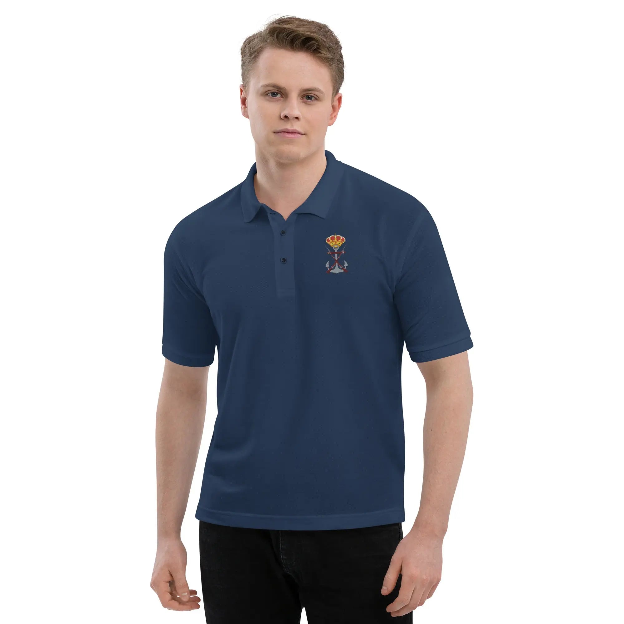 Comprar Polo para hombre premium Infantería de Marina La Flamenca de Borgoña, Bandera de España, Cruz de Borgoña, Patricia Muñoz, VOX