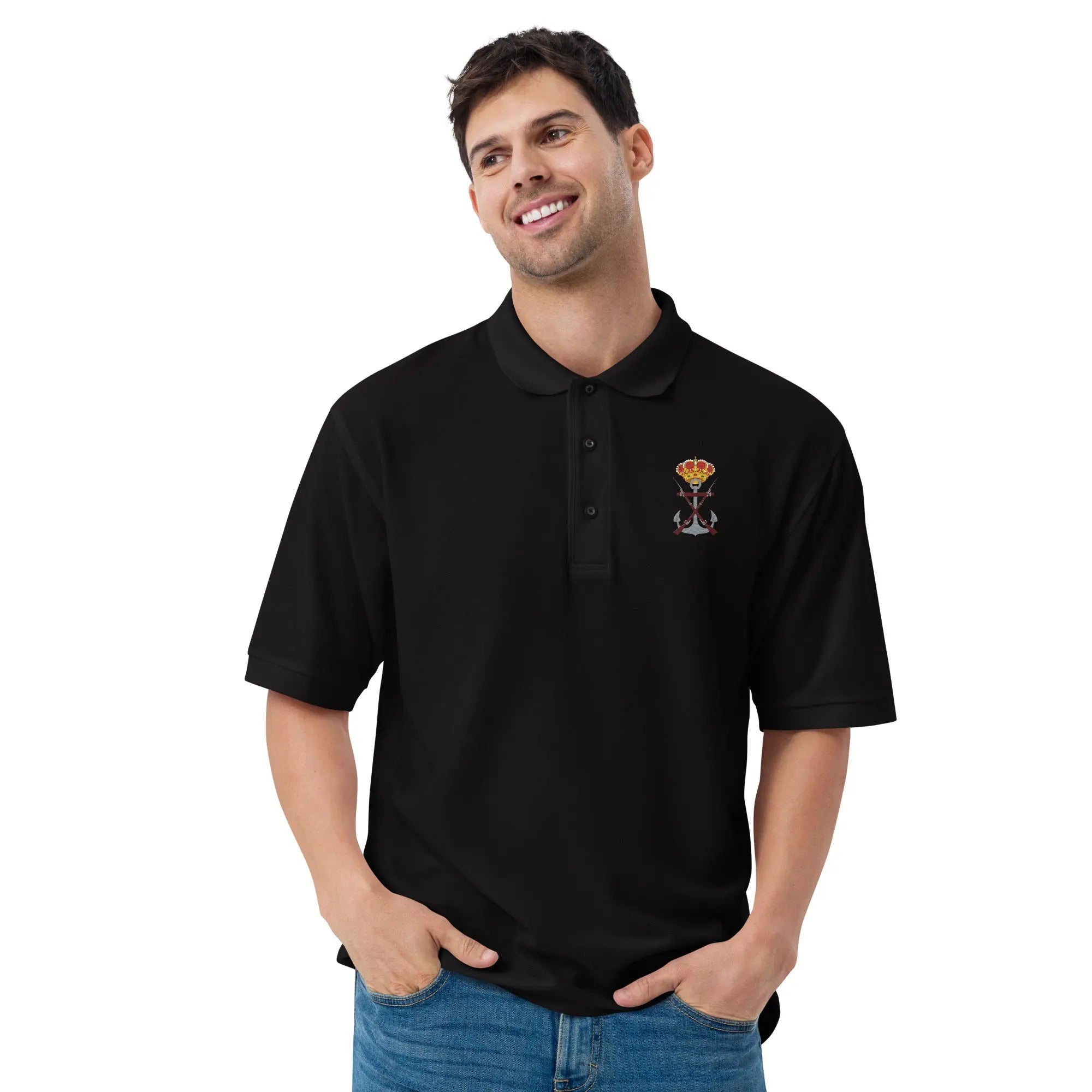 Comprar Polo para hombre premium Infantería de Marina La Flamenca de Borgoña, Bandera de España, Cruz de Borgoña, Patricia Muñoz, VOX