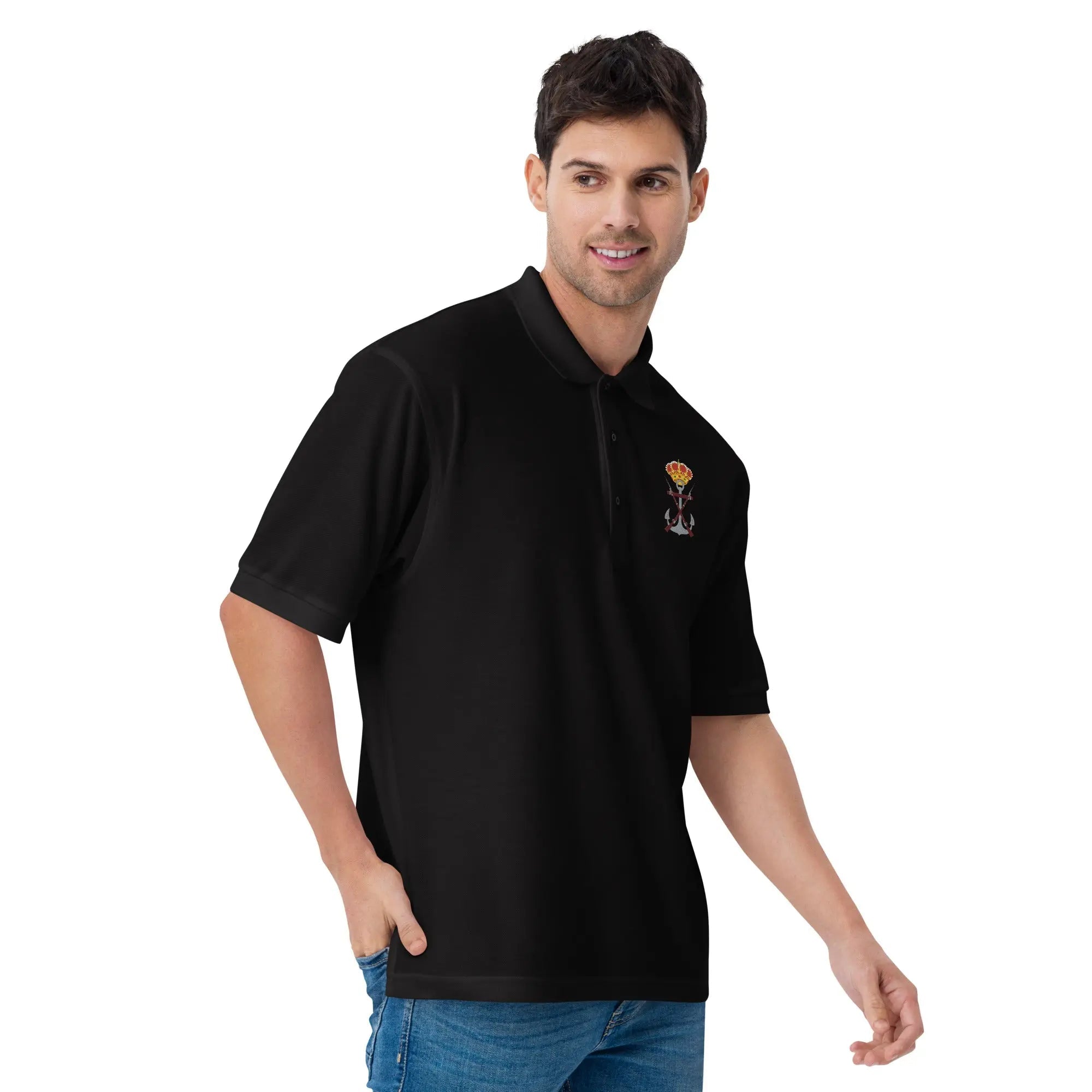 Comprar Polo para hombre premium Infantería de Marina La Flamenca de Borgoña, Bandera de España, Cruz de Borgoña, Patricia Muñoz, VOX