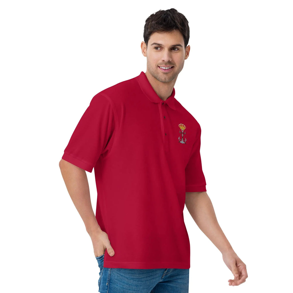 Comprar Polo para hombre premium Infantería de Marina La Flamenca de Borgoña, Bandera de España, Cruz de Borgoña, Patricia Muñoz, VOX
