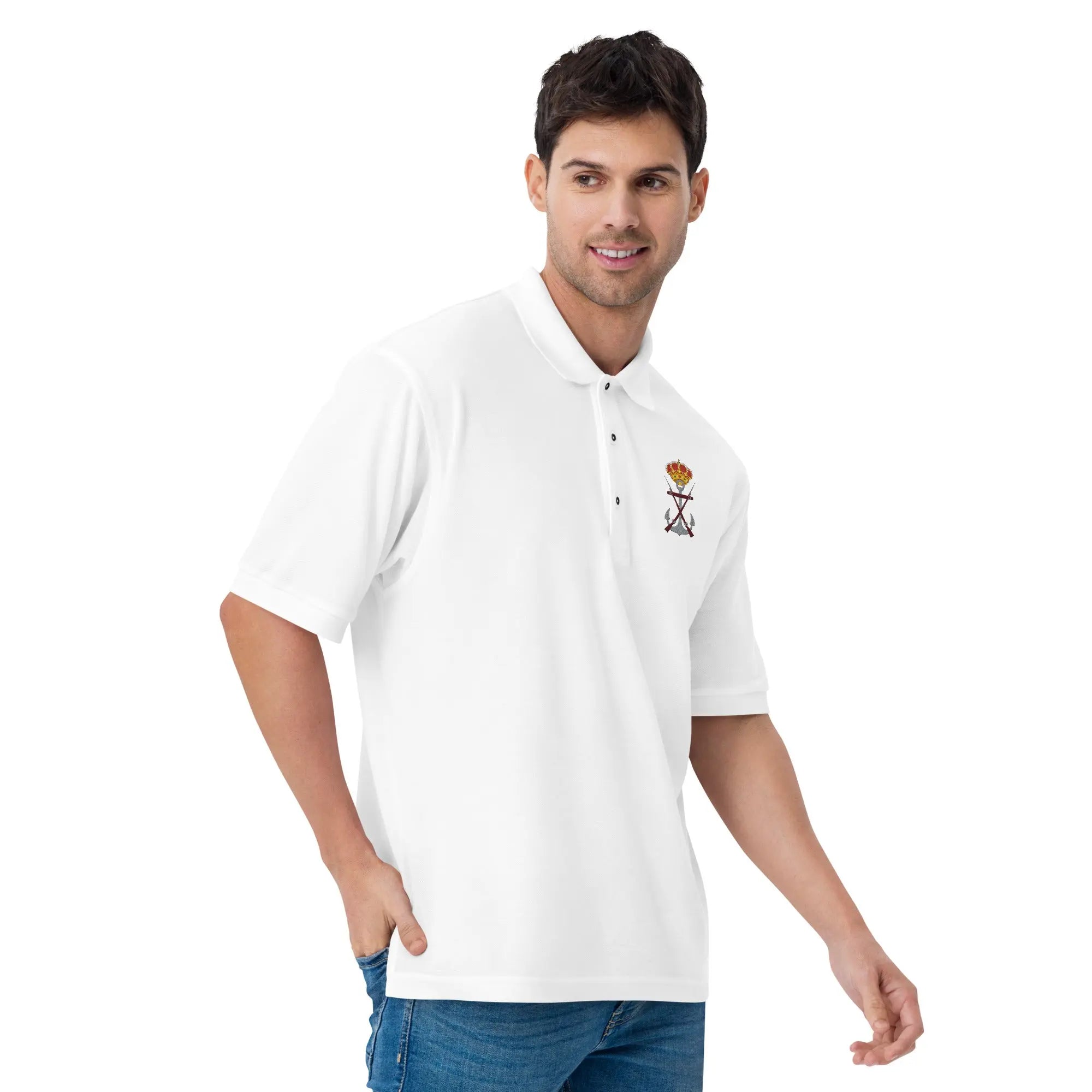 Comprar Polo para hombre premium Infantería de Marina La Flamenca de Borgoña, Bandera de España, Cruz de Borgoña, Patricia Muñoz, VOX