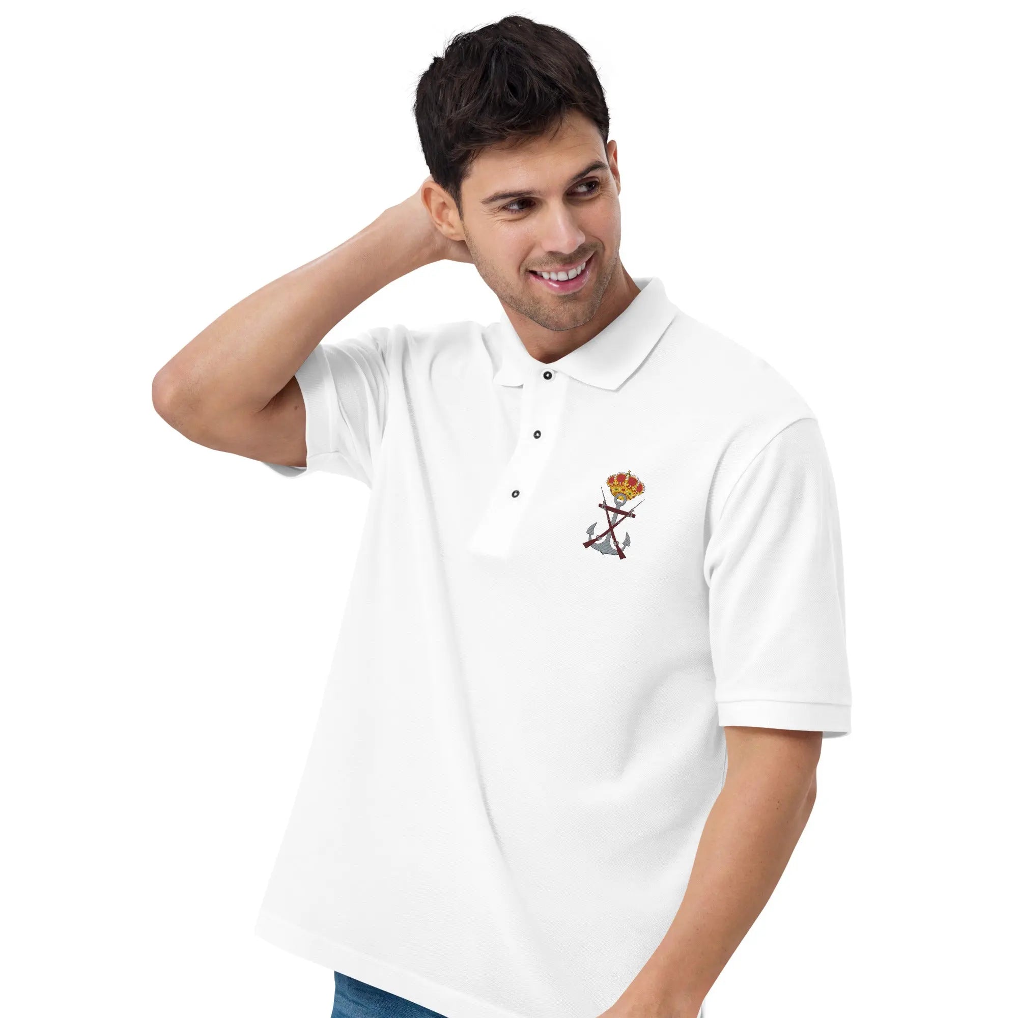 Comprar Polo para hombre premium Infantería de Marina La Flamenca de Borgoña, Bandera de España, Cruz de Borgoña, Patricia Muñoz, VOX