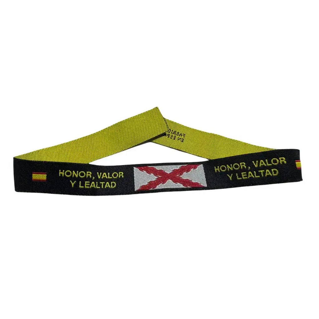 Comprar Pulsera Cruz de Borgoña "Honor, valor y lealtad" fondo negro Bandera España La Flamenca de Borgoña Patricia Muñoz VOX