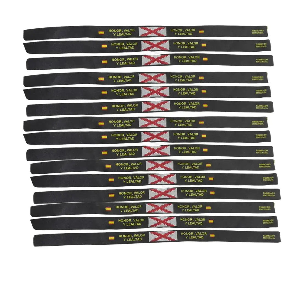Comprar Pulsera Cruz de Borgoña "Honor, valor y lealtad" fondo negro Bandera España La Flamenca de Borgoña Patricia Muñoz VOX