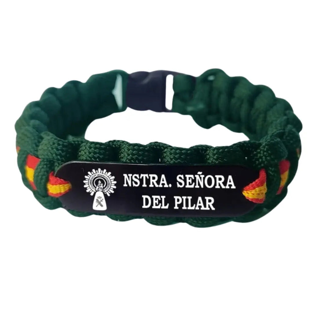 Pulsera paracord Nuestra Señora del Pilar verde Bandera España