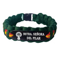 Pulsera paracord Nuestra Señora del Pilar verde Bandera España