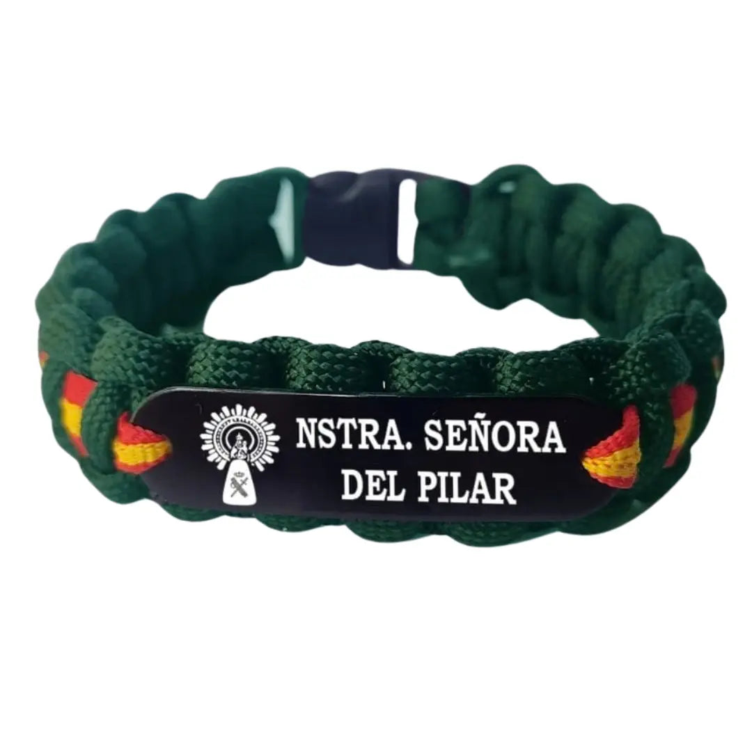Pulsera paracord Nuestra Señora del Pilar verde Bandera España