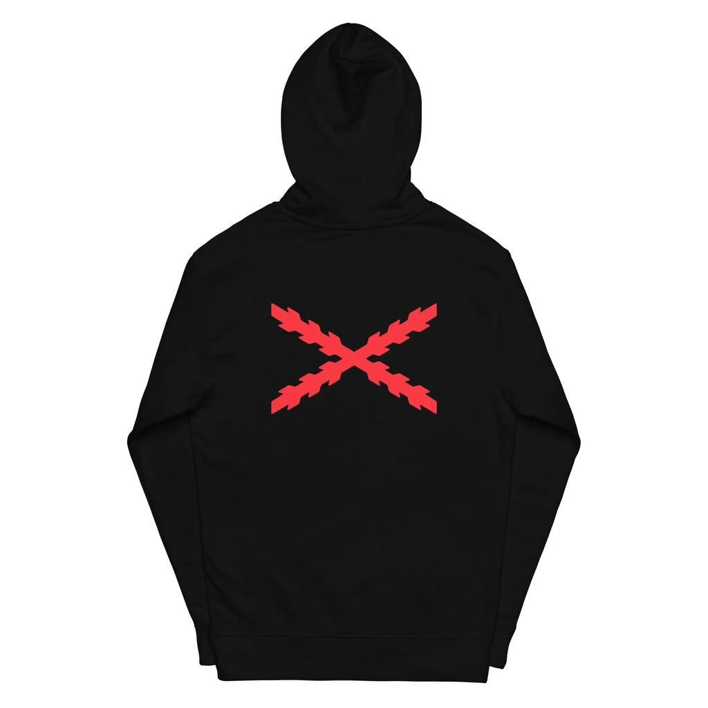 Comprar Sudadera Cruz de San Andrés capucha unisex Bandera España La Flamenca de Borgoña Patricia Muñoz VOX