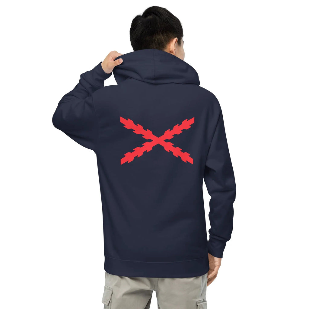Comprar Sudadera Cruz de San Andrés capucha unisex Bandera España La Flamenca de Borgoña Patricia Muñoz VOX
