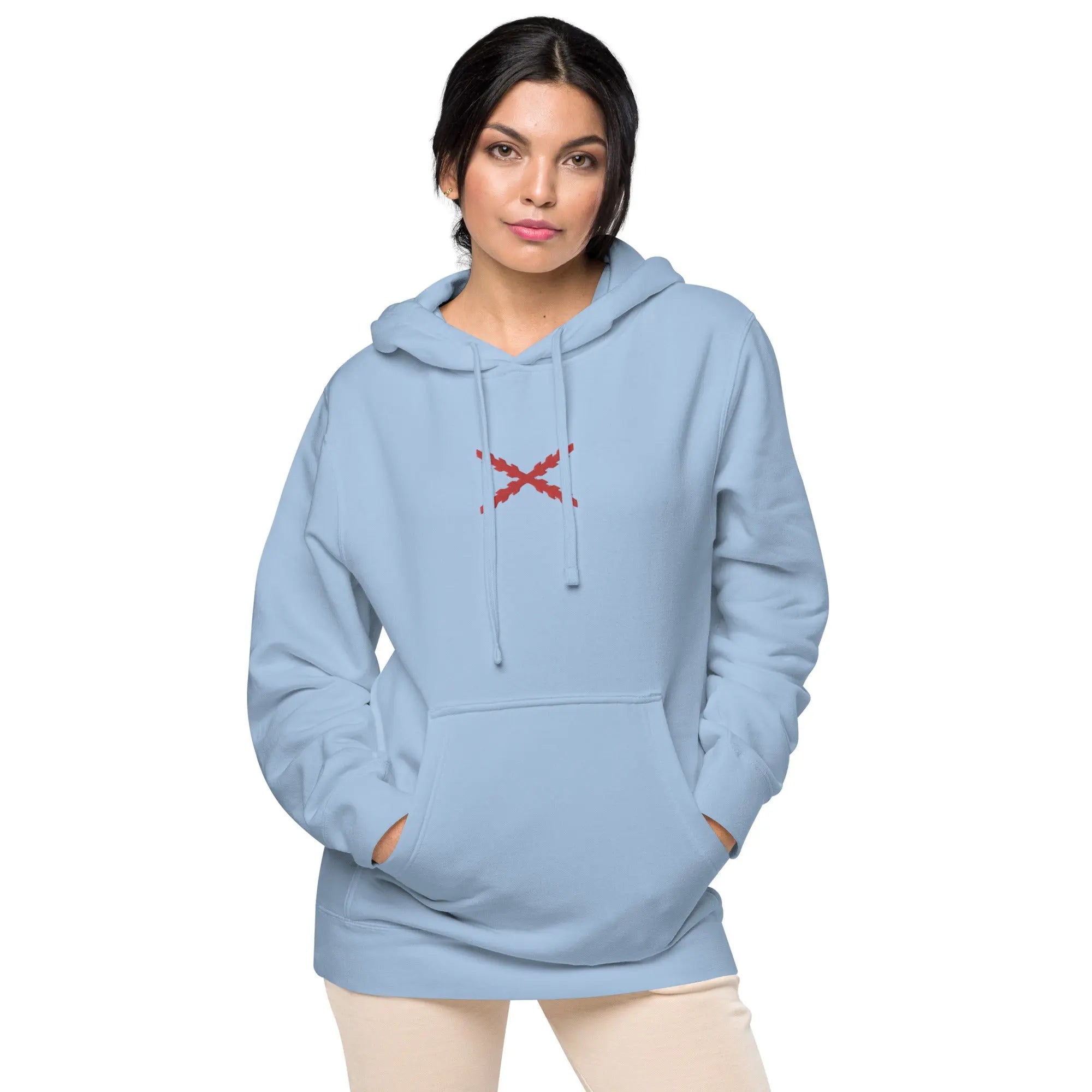 Comprar Sudadera Cruz de Borgoña con capucha unisex Bandera España La Flamenca de Borgoña Patricia Muñoz VOX