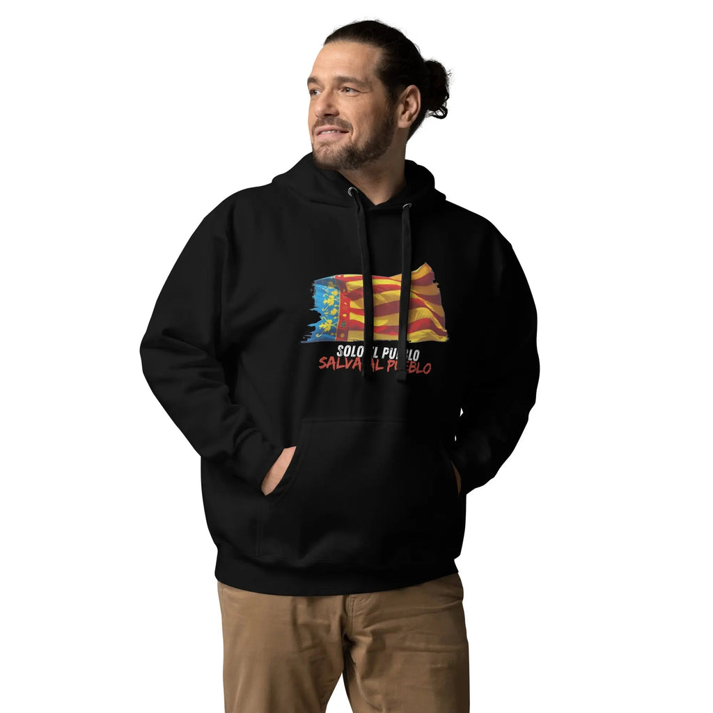 Comprar Sudadera Valencia Solo el Pueblo salva al Pueblo - con capucha unisex Bandera España La Flamenca de Borgoña Patricia Muñoz VOX