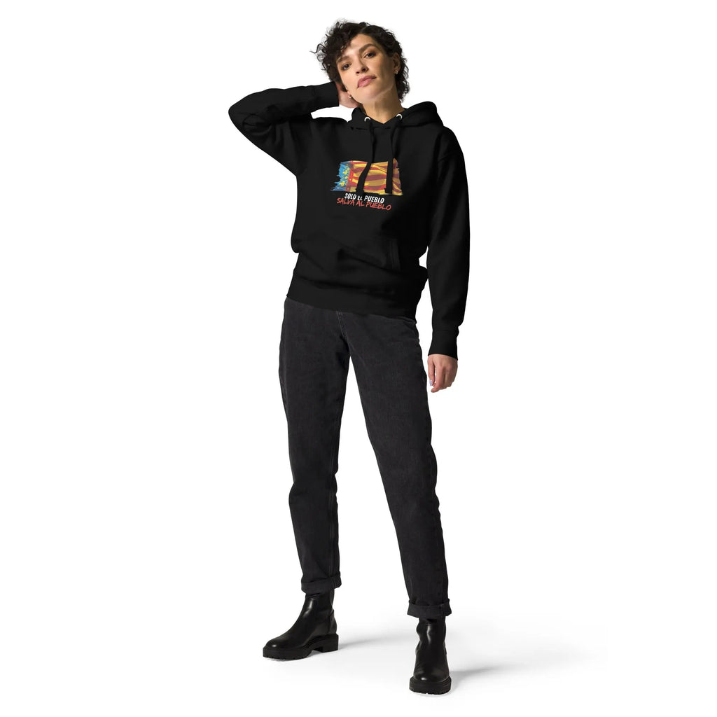 Comprar Sudadera Valencia Solo el Pueblo salva al Pueblo - con capucha unisex Bandera España La Flamenca de Borgoña Patricia Muñoz VOX