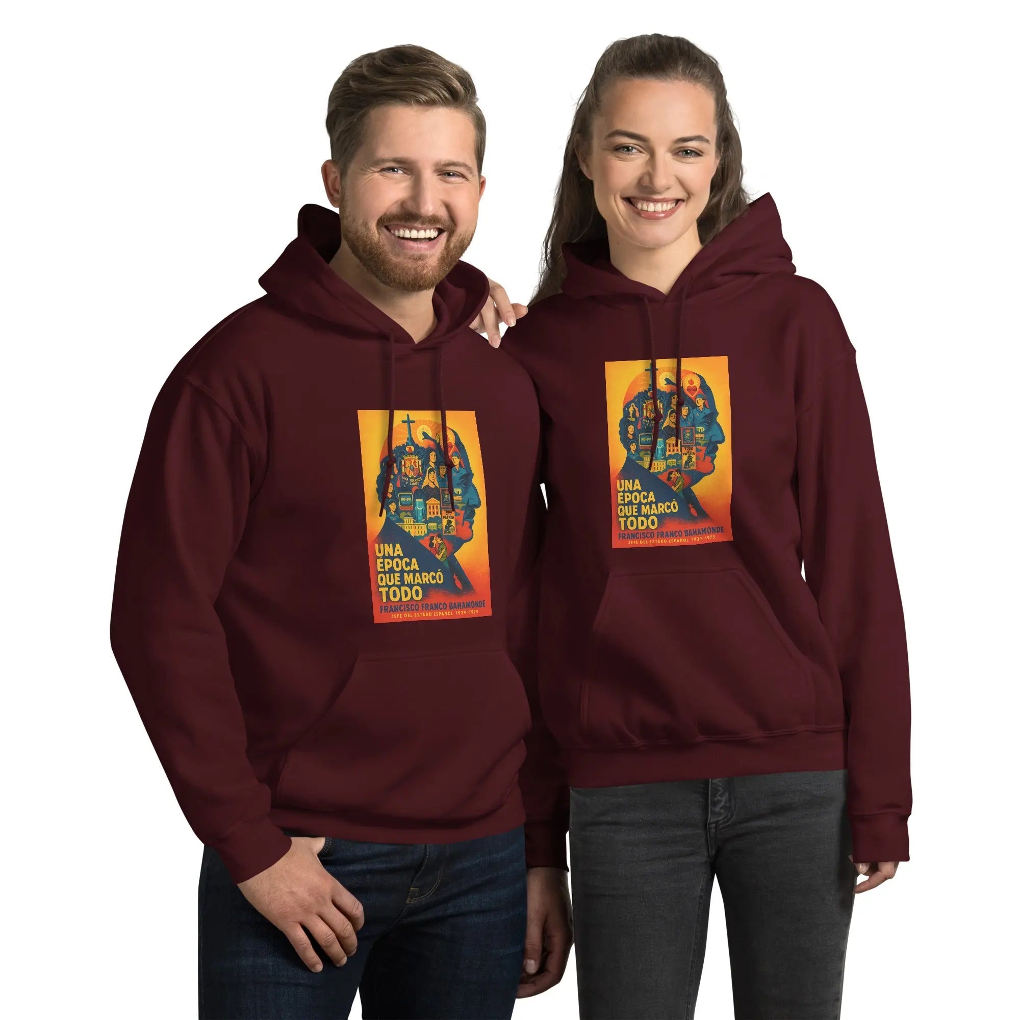 Comprar Sudadera con capucha unisex La Flamenca de Borgoña, Bandera de España, Cruz de Borgoña, Patricia Muñoz, VOX