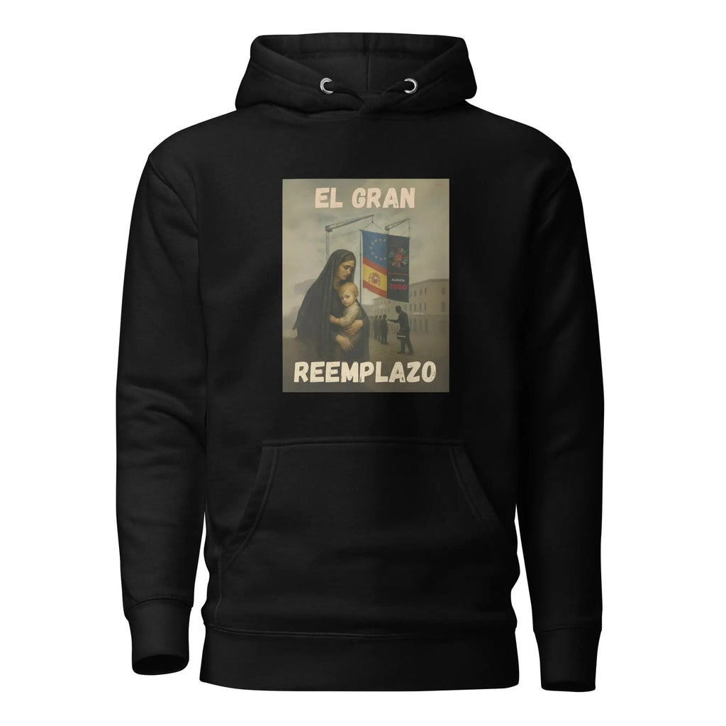 Comprar Sudadera "El gran reemplazo" Bandera España La Flamenca de Borgoña Patricia Muñoz VOX