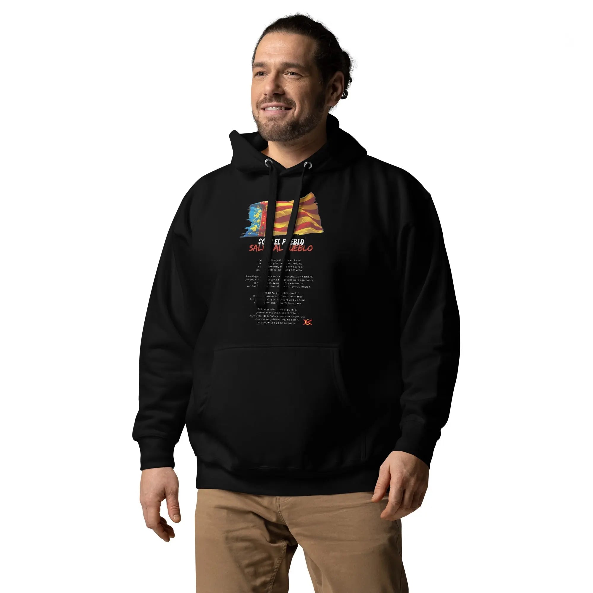 Comprar Sudadera con capucha unisex Valencia (con poema) Bandera España La Flamenca de Borgoña Patricia Muñoz VOX
