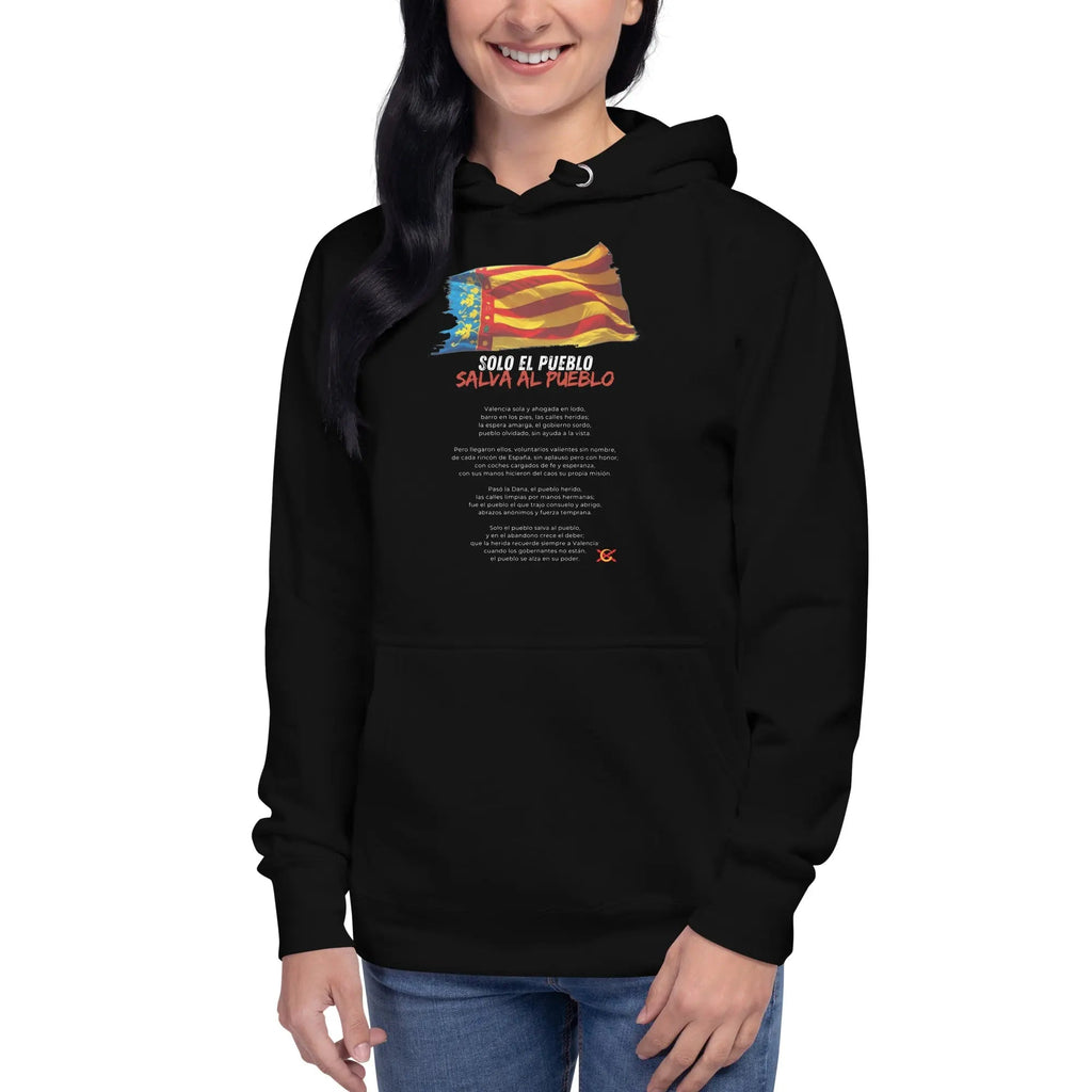 Comprar Sudadera con capucha unisex Valencia (con poema) Bandera España La Flamenca de Borgoña Patricia Muñoz VOX