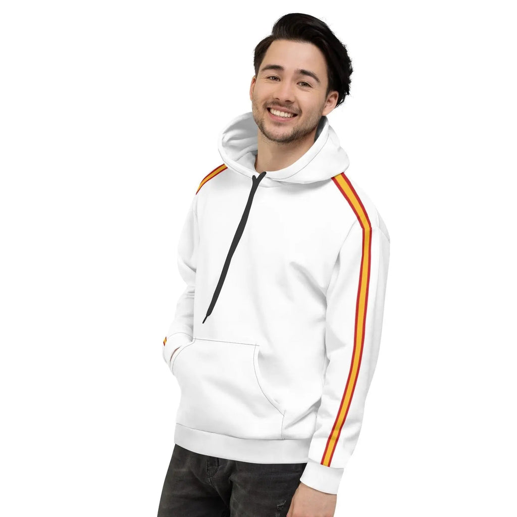 Comprar Sudadera de España blanca unisex Bandera España La Flamenca de Borgoña Patricia Muñoz VOX