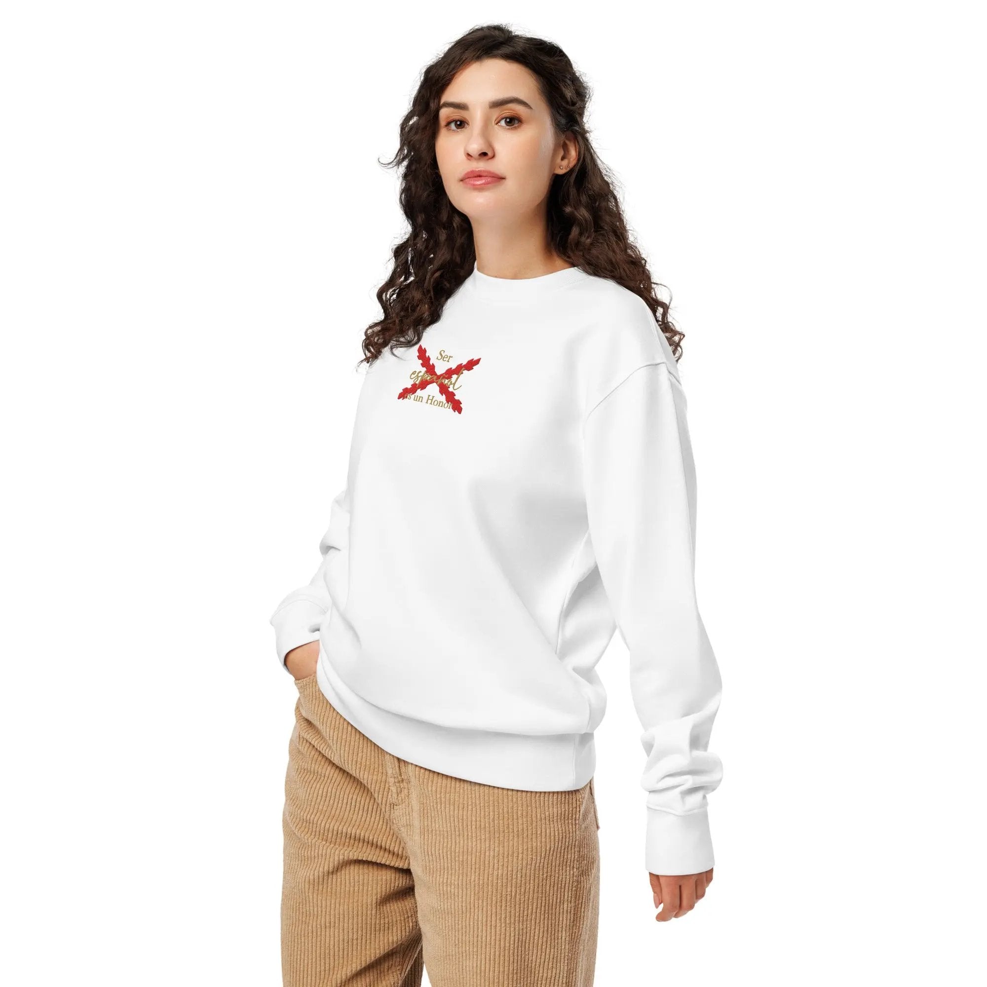 Comprar Sudadera orgánica unisex "Ser español es un Honor" La Flamenca de Borgoña Bandera España