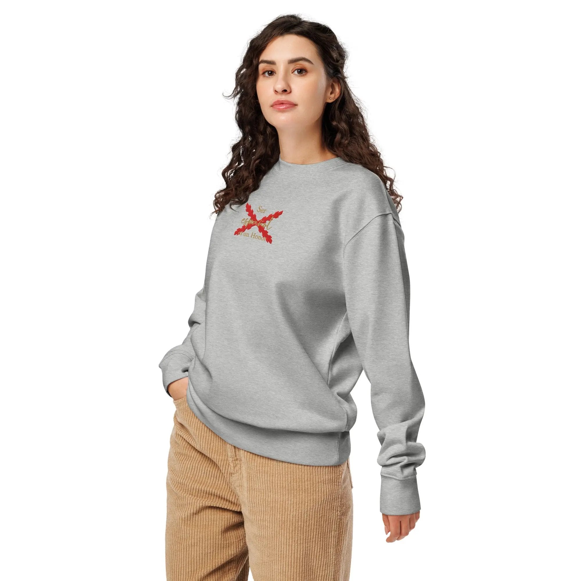 Comprar Sudadera orgánica unisex "Ser español es un Honor" La Flamenca de Borgoña Bandera España