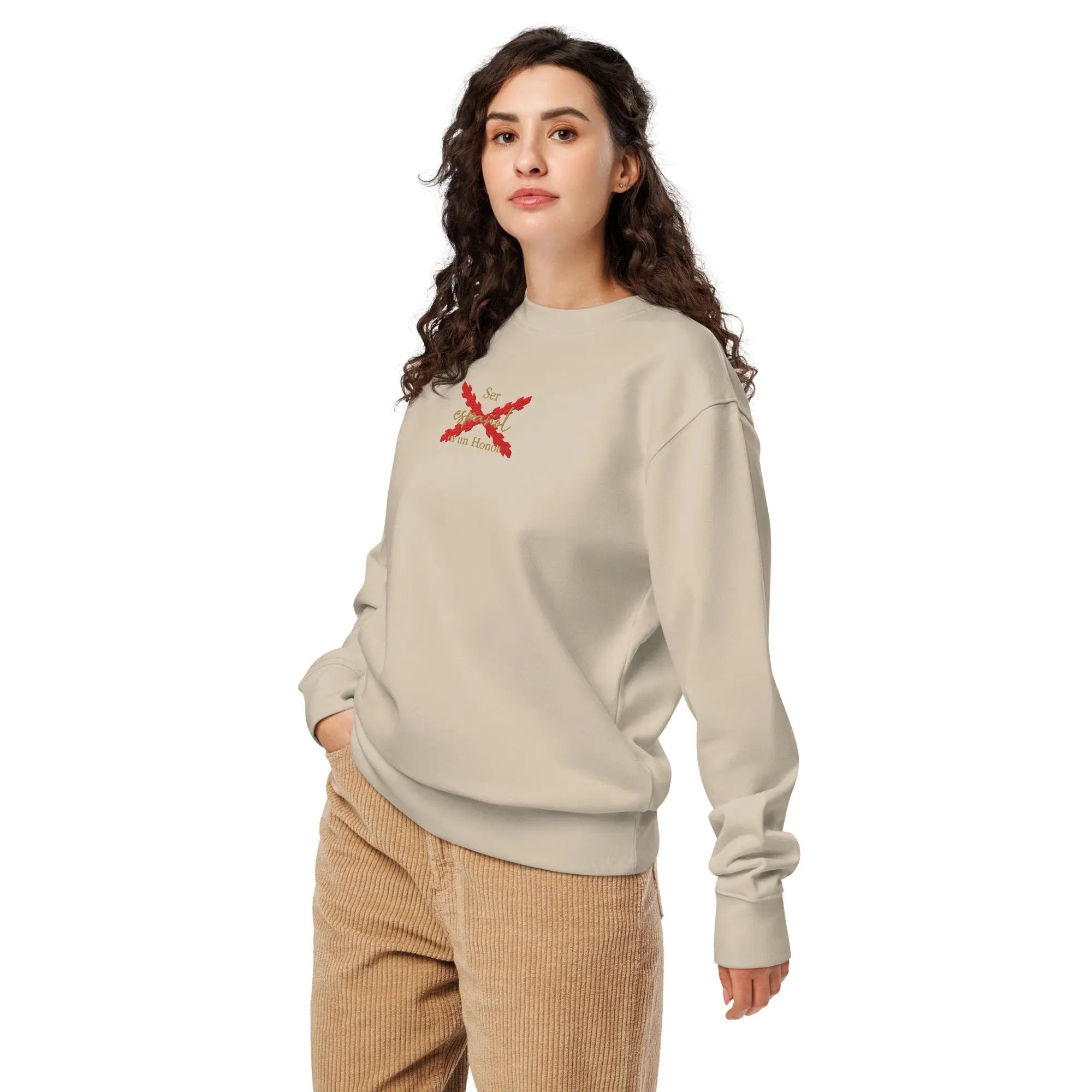 Comprar Sudadera orgánica unisex "Ser español es un Honor" La Flamenca de Borgoña Bandera España