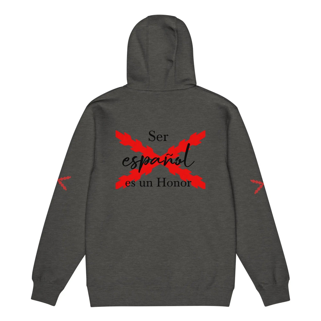 Comprar Sudadera premium con cremallera completa "Ser español es un Honor" La Flamenca de Borgoña Bandera España