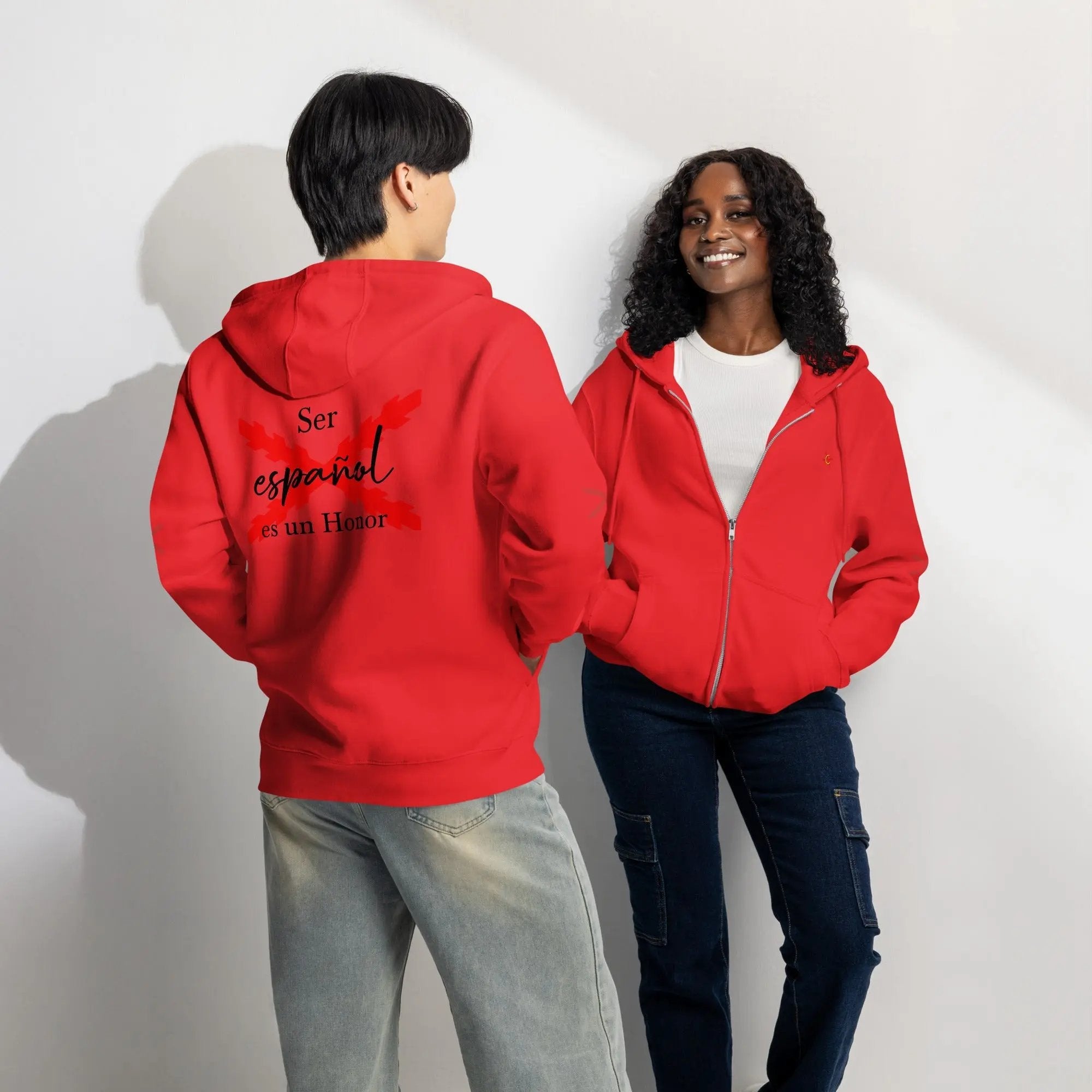 Comprar Sudadera premium con cremallera completa "Ser español es un Honor" La Flamenca de Borgoña Bandera España