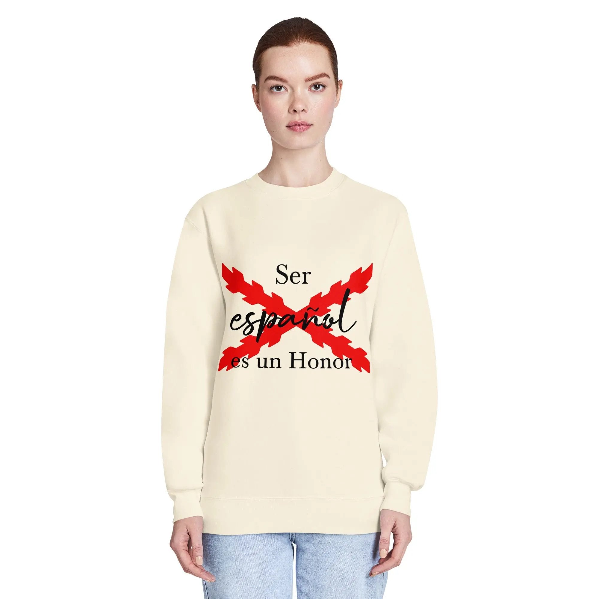 Comprar Sudadera premium unisex de cuello redondo "Ser español de Honor" La Flamenca de Borgoña Bandera España