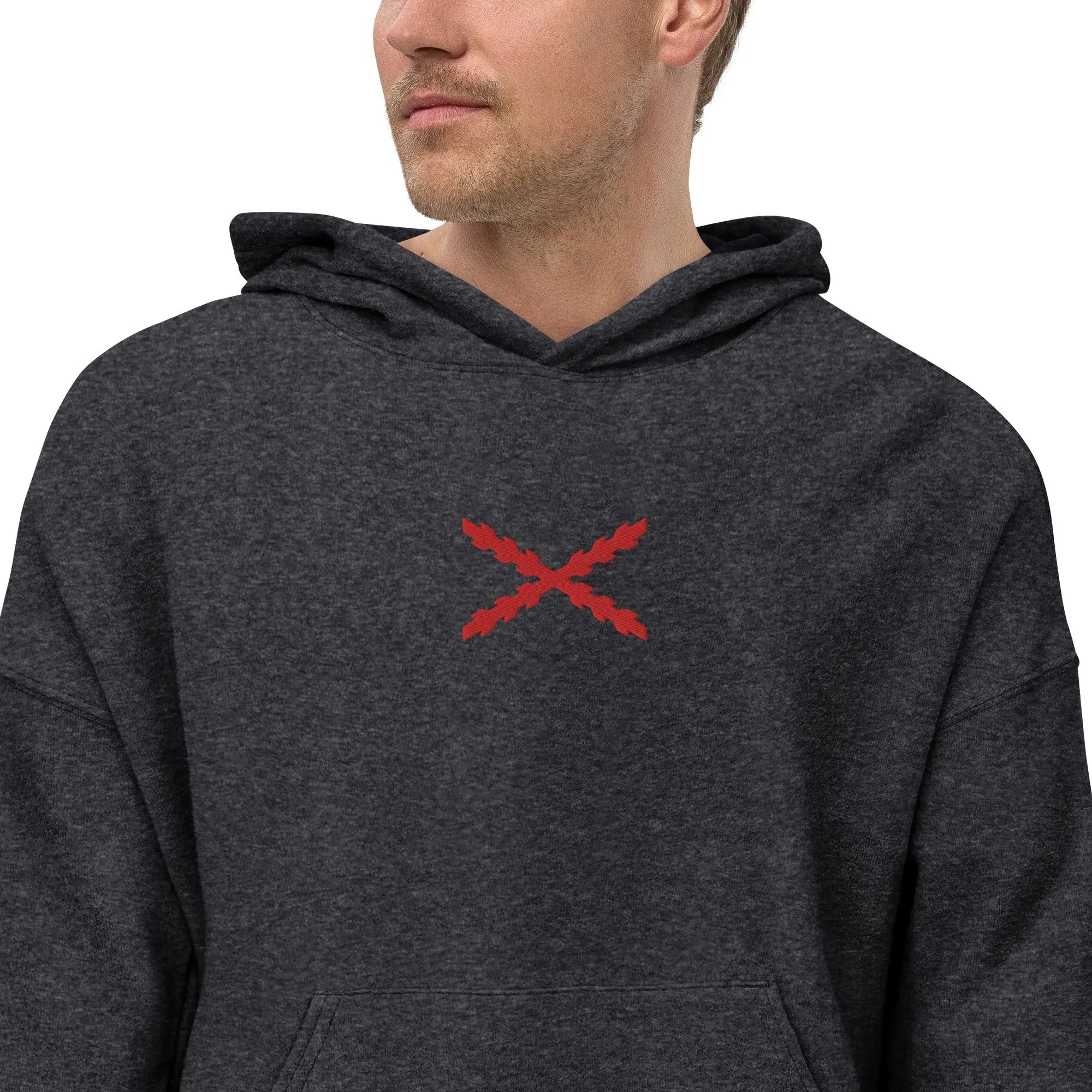 Comprar Sudadera vellón polar unisex Cruz de Borgoña Bandera España La Flamenca de Borgoña Patricia Muñoz VOX