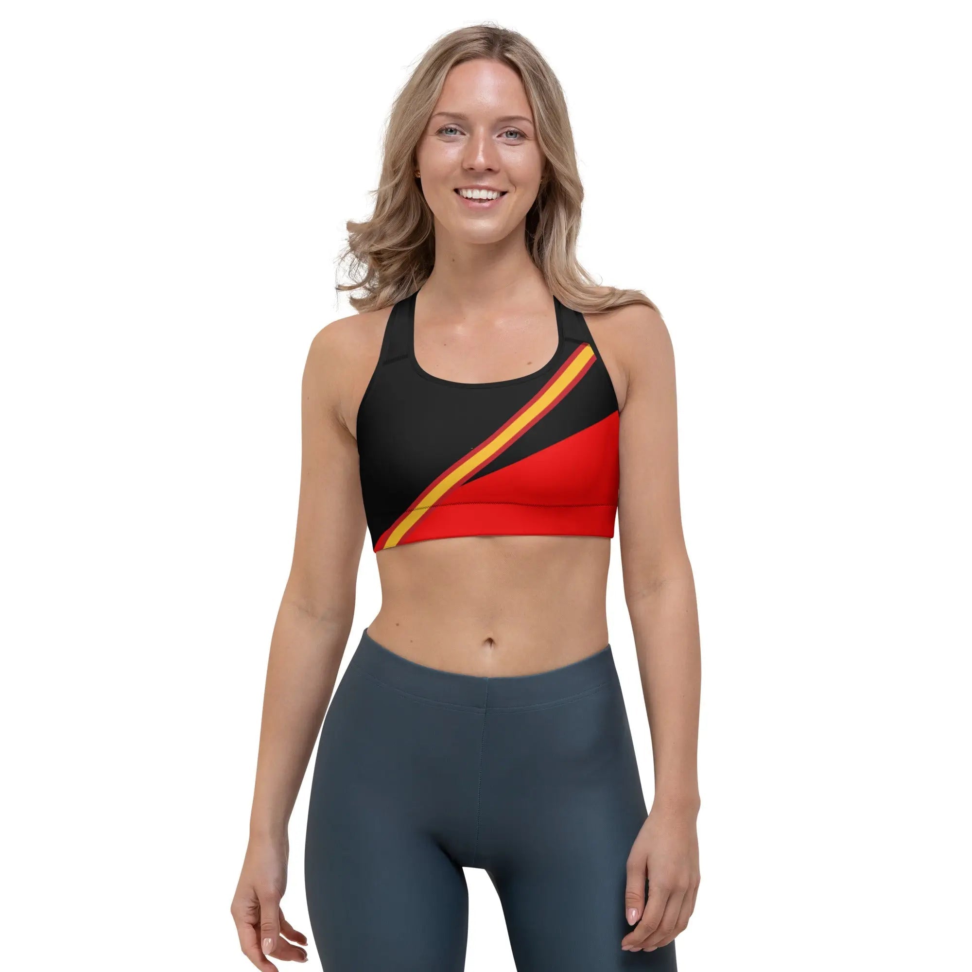 Comprar Sujetador deportivo Bandera España rojo y negro Bandera España La Flamenca de Borgoña Patricia Muñoz VOX