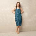 Comprar Vestido midi con tirantes ajustables Flores azules La Flamenca de Borgoña Bandera España