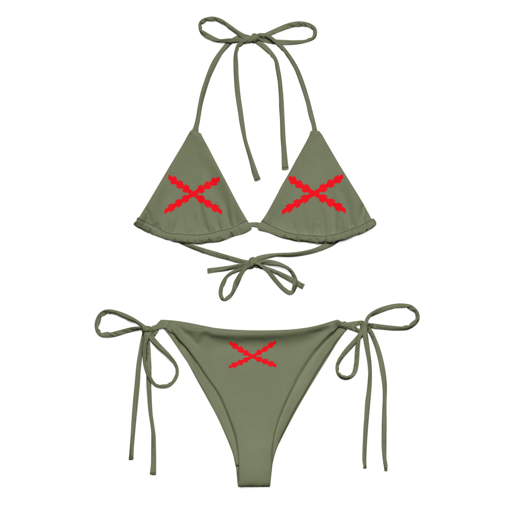 Bikini de triángulo Cruz de Borgoña verde militar - LaFlamencadeBorgoña