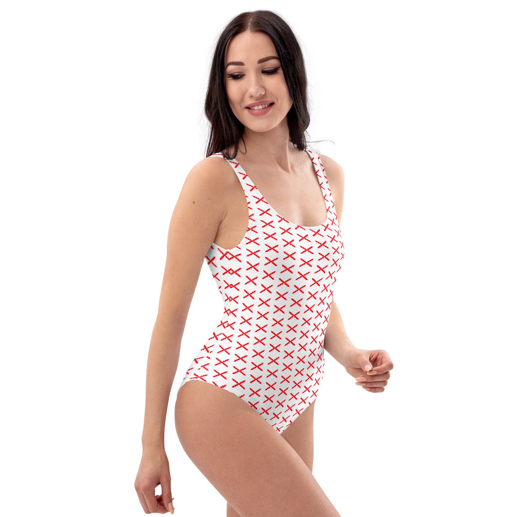 Bañador Mujer estampado Cruz Borgoña - LaFlamencadeBorgoña