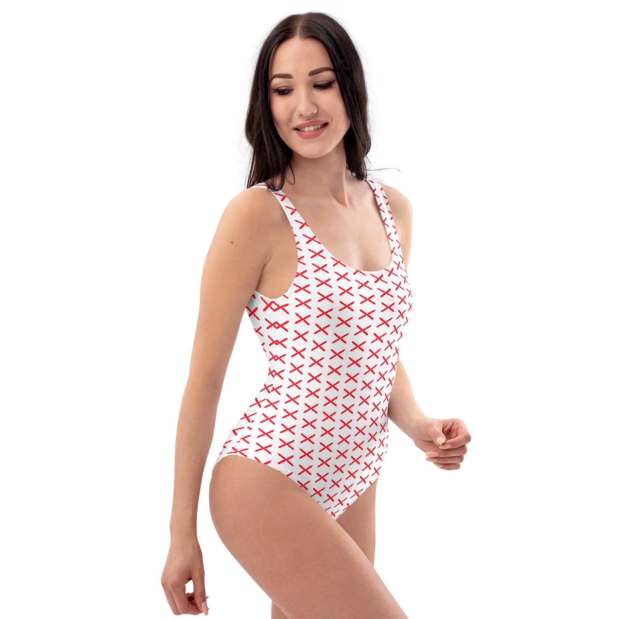 Bañador Mujer estampado Cruz Borgoña - LaFlamencadeBorgoña