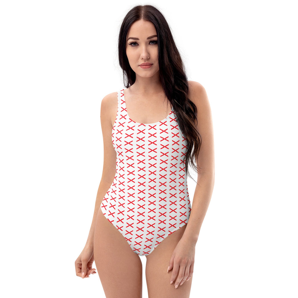 Bañador Mujer estampado Cruz Borgoña - LaFlamencadeBorgoña