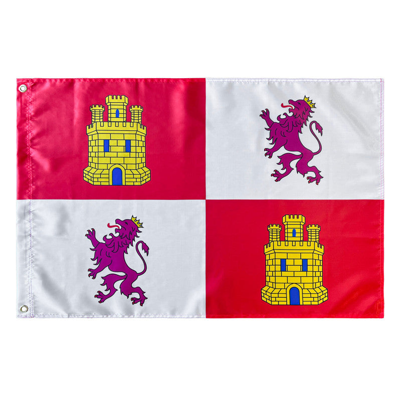Bandera de Castilla y León con 2 Ojales metálicos 60x90 cm Satén