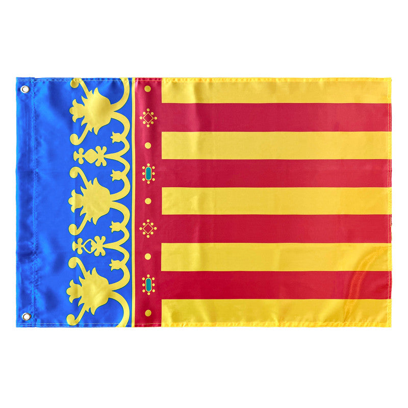 Bandera de la Comunidad Valenciana con 2 Ojales metálicos 60x90 cm Satén