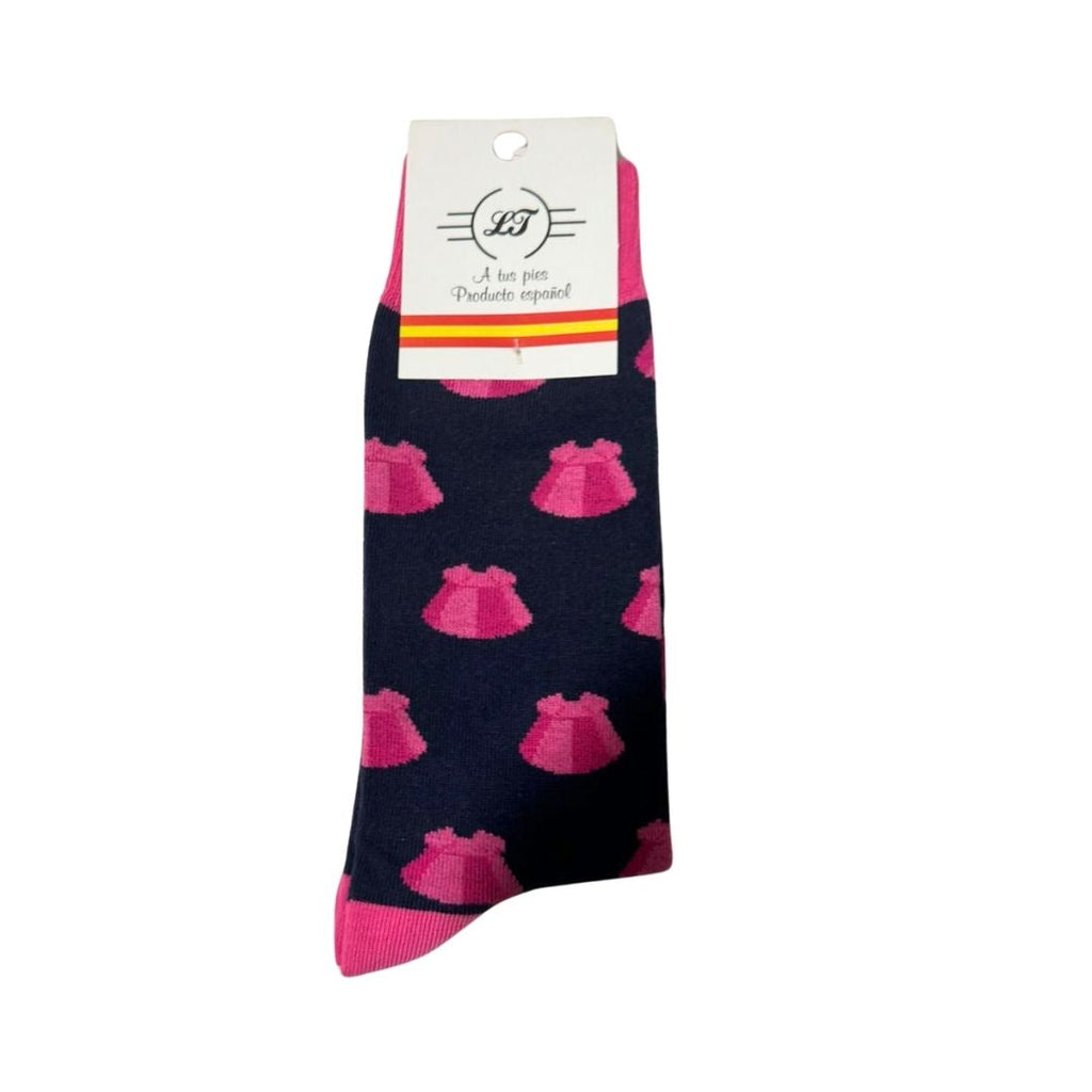Comprar Calcetines taurinos Azul con rosa capote Bandera España La Flamenca de Borgoña Patricia Muñoz VOX
