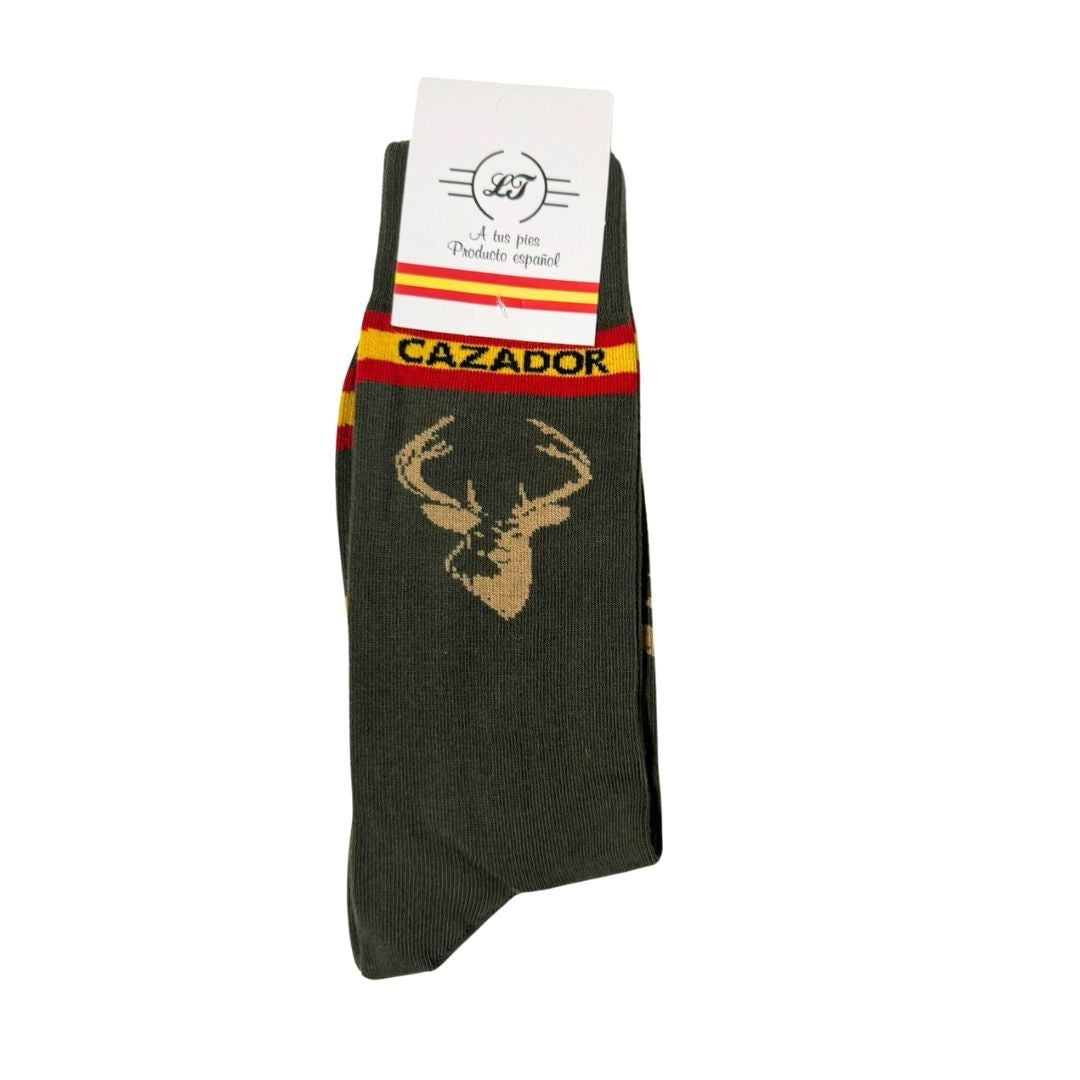 Comprar Calcetines Cazador con Ciervo Bandera España La Flamenca de Borgoña Patricia Muñoz VOX