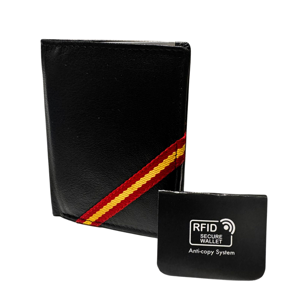 Cartera de España negra Bandera Diagonal RFID Secure Wallet Anti-Copy System para tarjetas