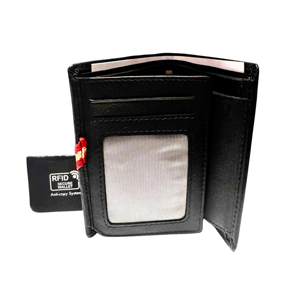 Cartera de España negra Bandera Diagonal RFID Secure Wallet Anti-Copy System para tarjetas