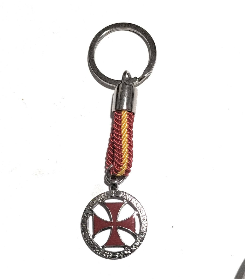 Llavero Cruz Paté Roja Templaria con Bandera España - LaFlamencadeBorgoña