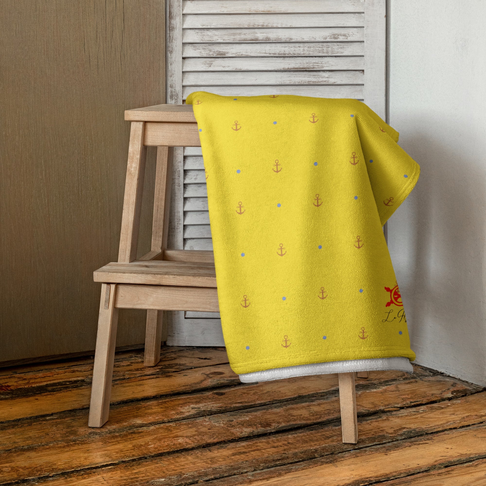 Toalla amarillo anclas amarillas - Colección Alta Mar XI - LaFlamencadeBorgoña