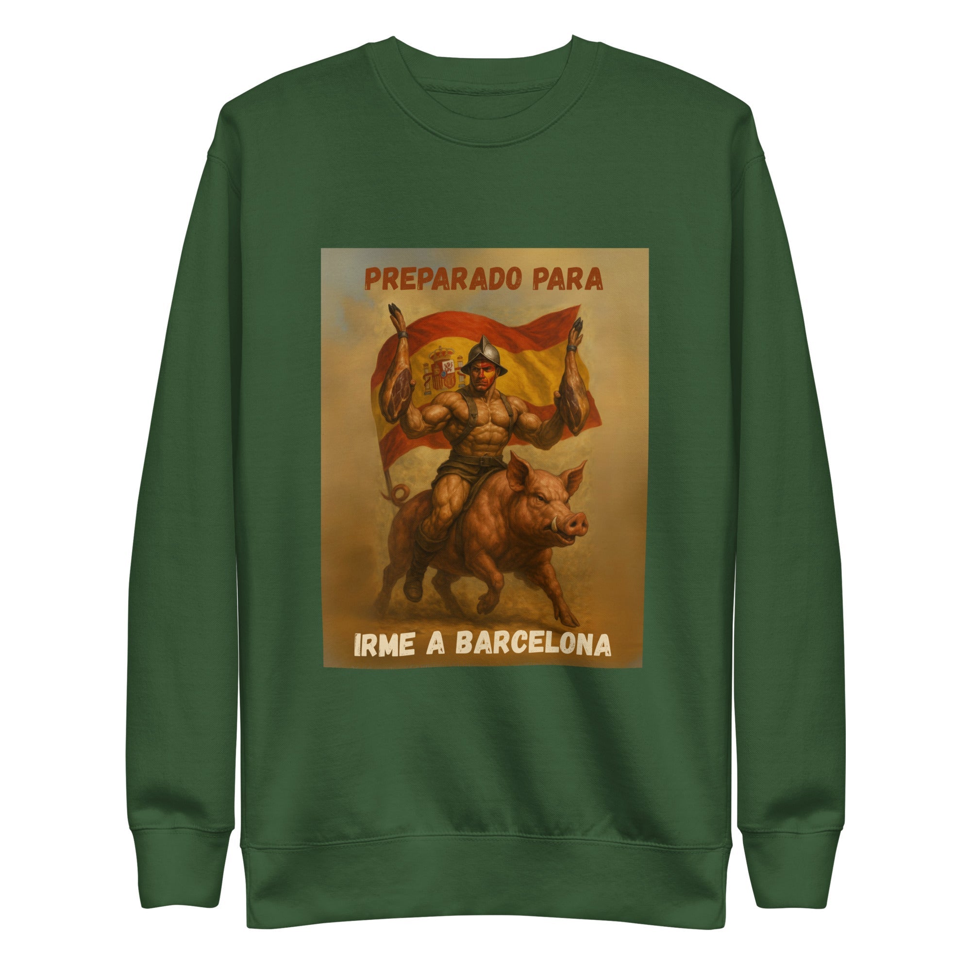 Comprar Sudadera "Preparado para irme a Barcelona" Bandera España La Flamenca de Borgoña Patricia Muñoz VOX